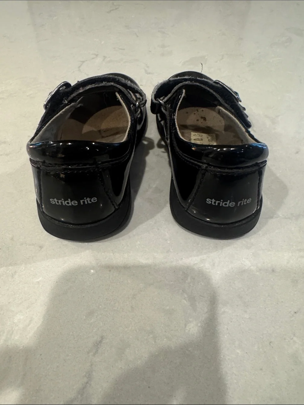 Stride Rite Black Patent Mary Jane Shoes with Flower Accent Size 8.5M
